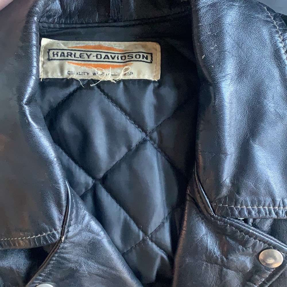 Vintage Harley-Davidson leather motorcycle jacket.
